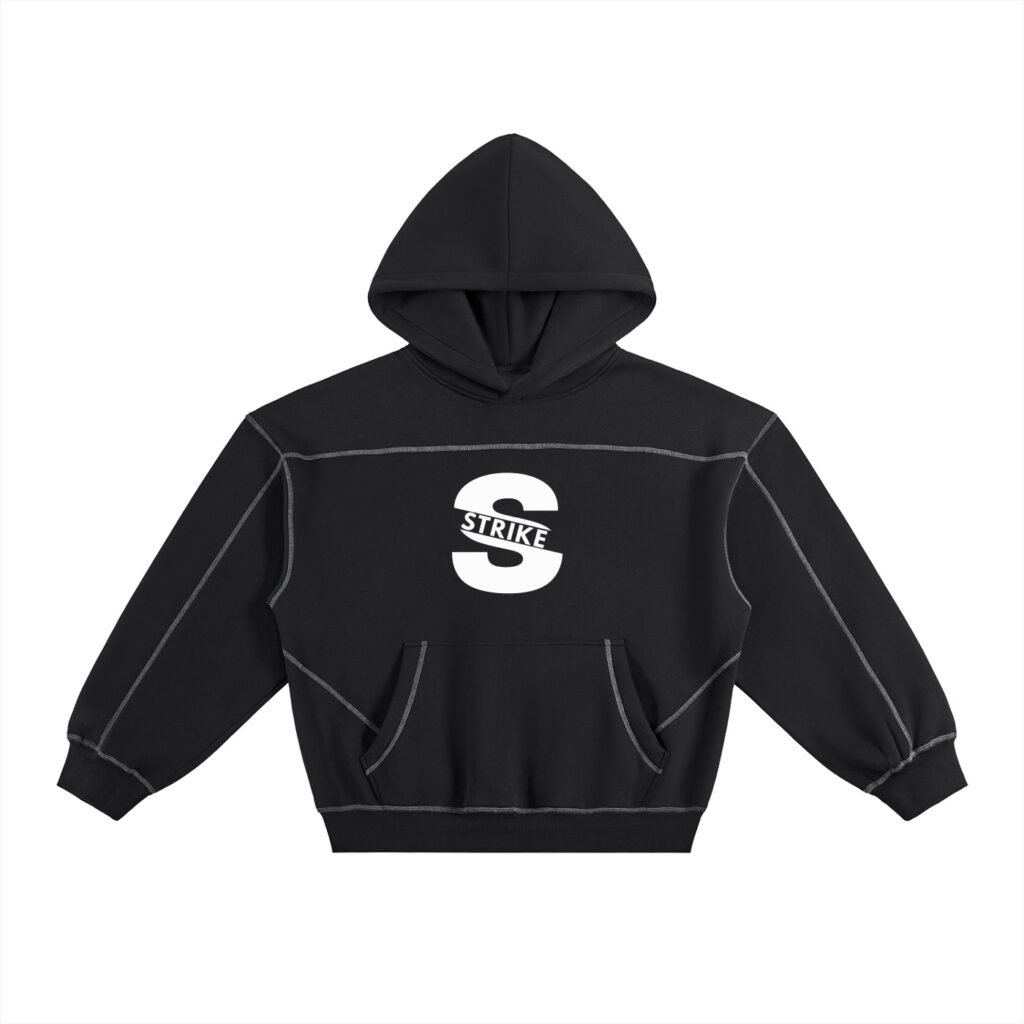 Contrast-Stitched Boxy Fleece Hoodie