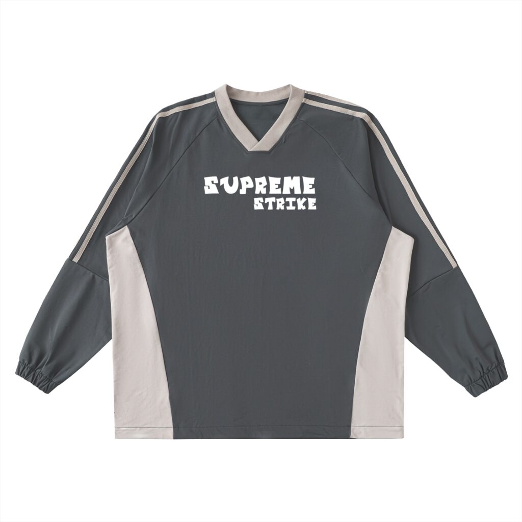 Color-Block V-Neck Long-Sleeve T-Shirt