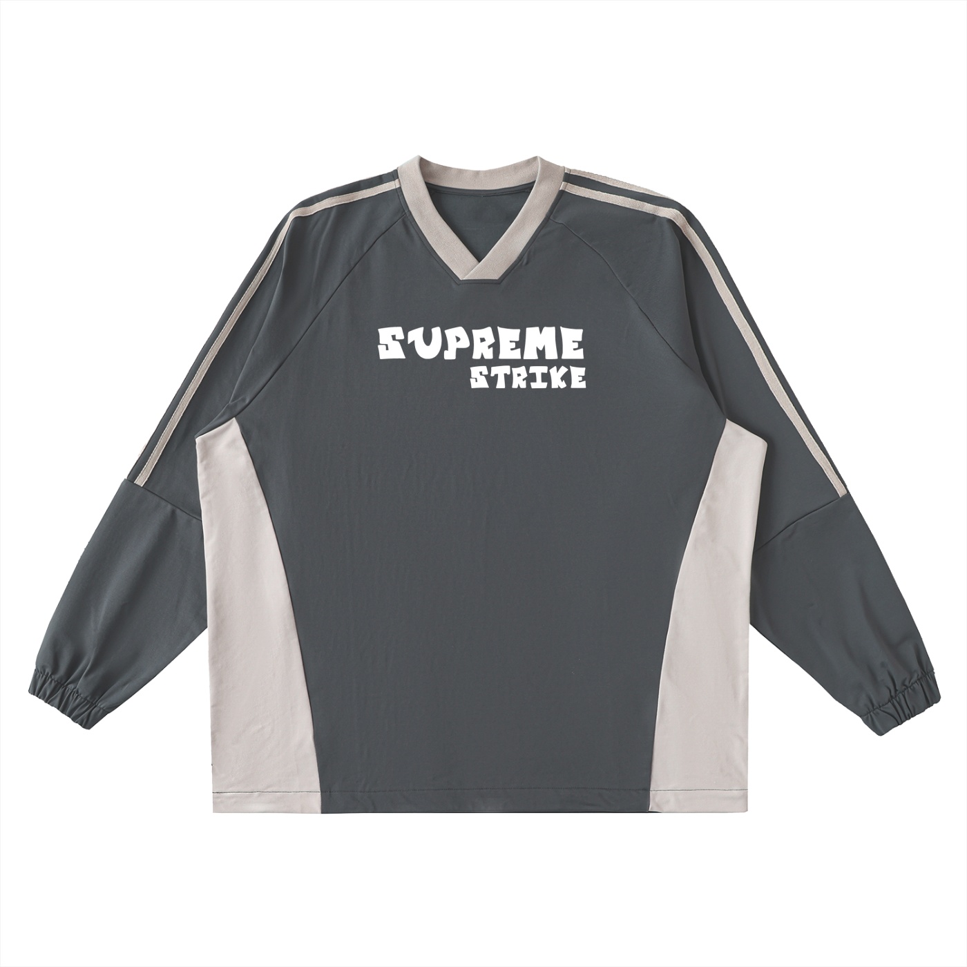 Color-Block V-Neck Long-Sleeve T-Shirt