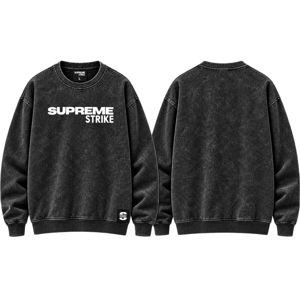 Supreme Strike Oversized Acid-Wash Crewneck