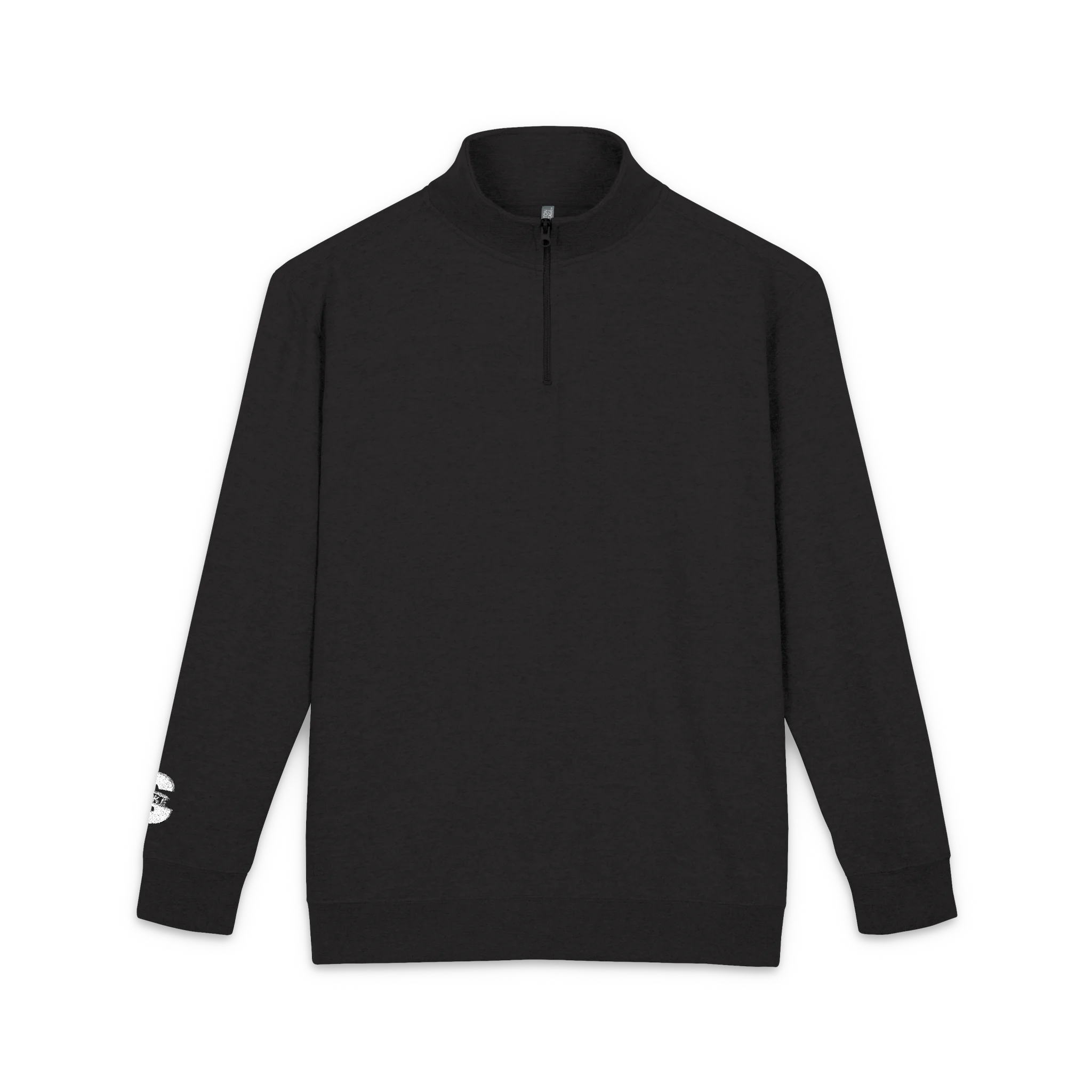 Embroidered Skull Half‑Zip Pullover — Minimal Gothic Fleece